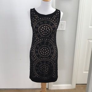 Eiki Italia Sz Small Laser cut out Black/Tan dress